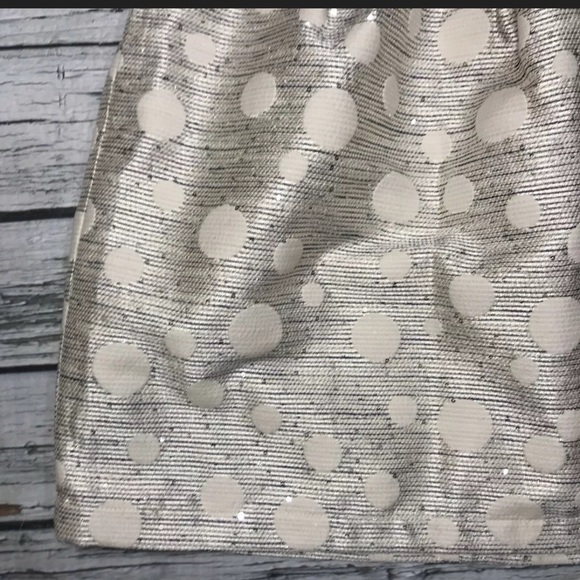 Anthropologie Skirt Jacquard Embellished Mini High Rise A-Line White Metallic 8 - Picture 11 of 15